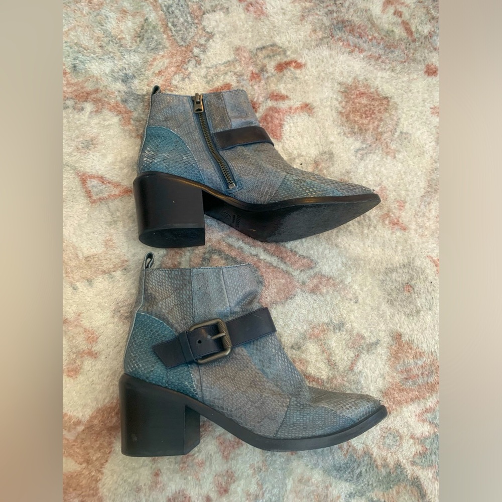 All Saints Jason Booties Blue Snakeskin